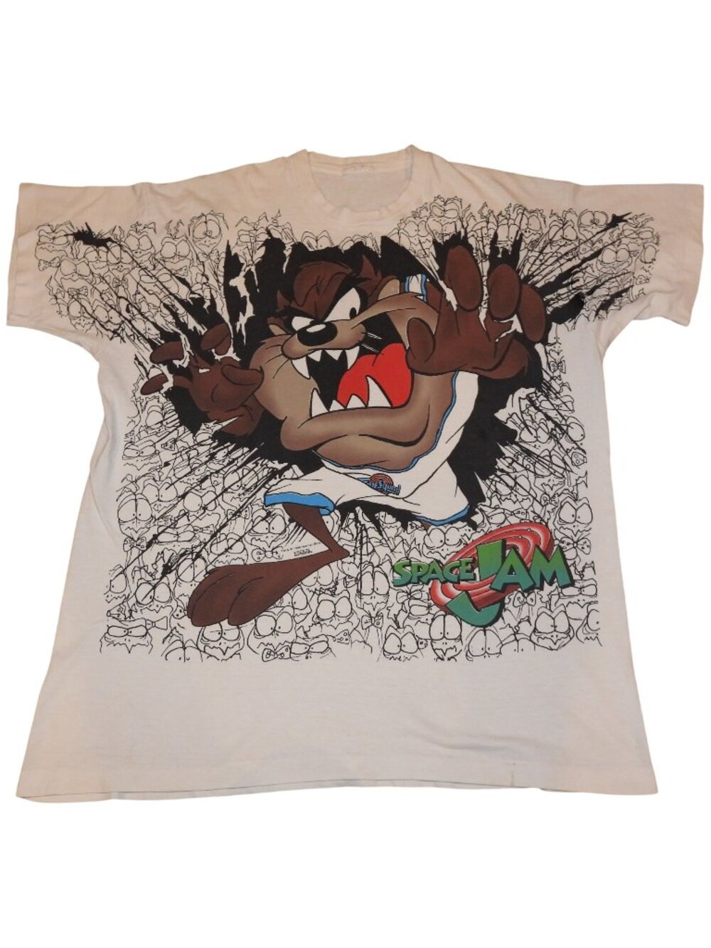 Vintage 90s 1996 Taz Space Jam Freeze AOP All Over Print Looney Tunes T-Shirt XL